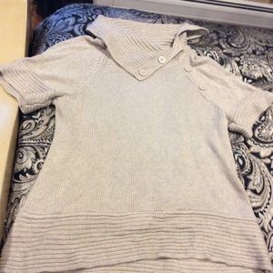 The Limited short sleeve button cowl neck sweater